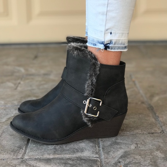 Kitten Low Wedge Buckle Ankle Bootie - Picture 2 of 8